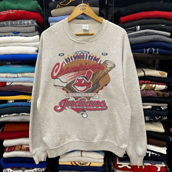 vintage 90s Cleveland Guardians Central Division Champioms MLB Indians Sweater - Picture 1 of 2